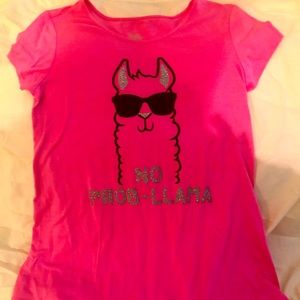 Justice girl’s tunic t-shirt w/llama on it.